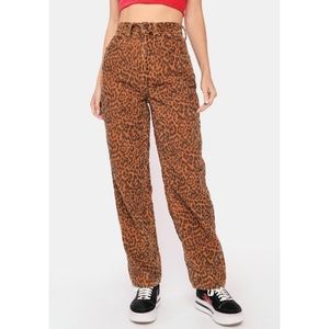 BDG | Baggy Boyfriend Leopard Print Corduroy Pants | W26 L32